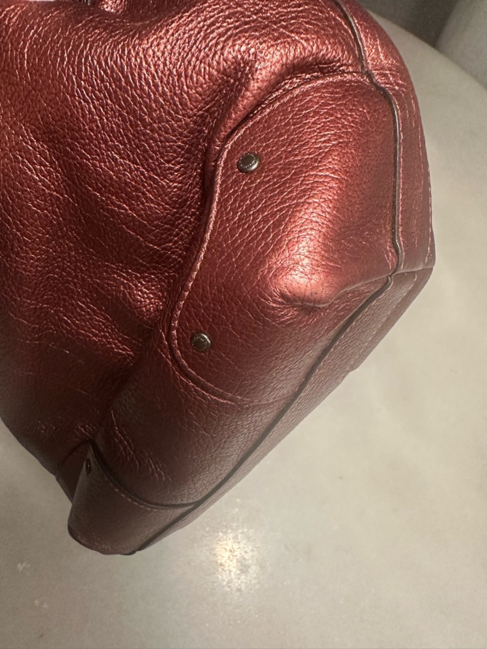 Coach Metallic Red Small Leather Drawstring Bucket Shoulder Crossbody Bag - Picture 5 of 15